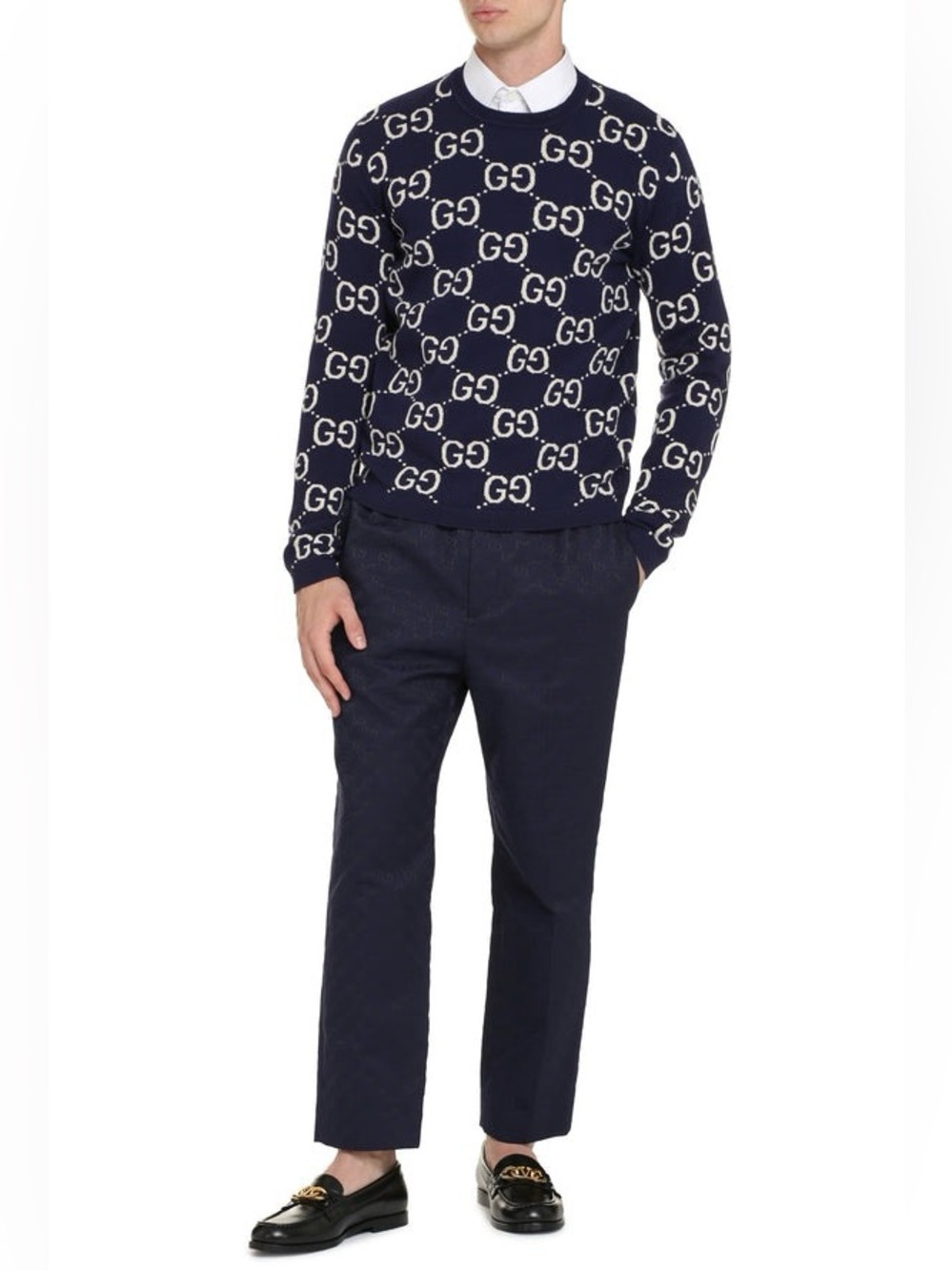 GUCCI
GG jacquard blue sweater xxl designer logo luxury